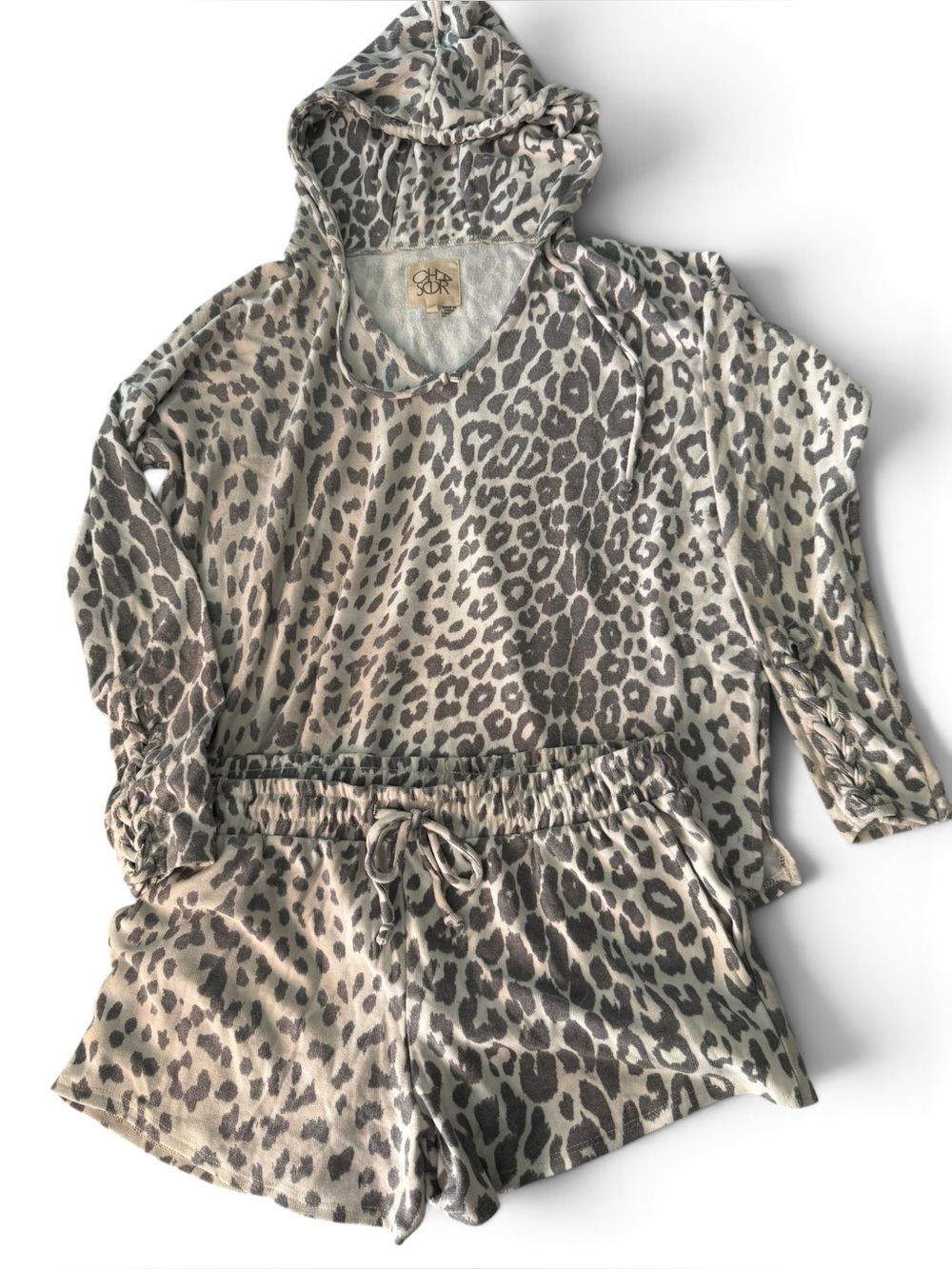 Chaser Leopard Print Lounge Shorts Set